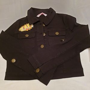 Crystal Vogue girl black Denim Jean Jacket S/7
